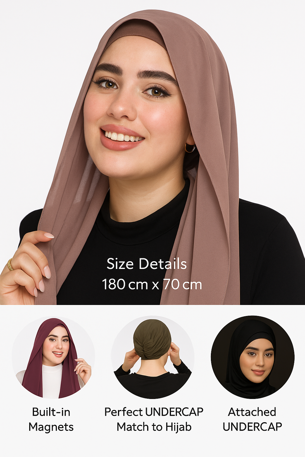 Solvani. Instant Chiffon Hijab | Built-in Magnets